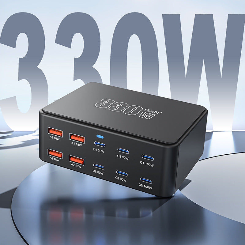 HW66 330W GaN Multi-Port Charger Digital Display PD Fast Charging Station for Phones/Tablets