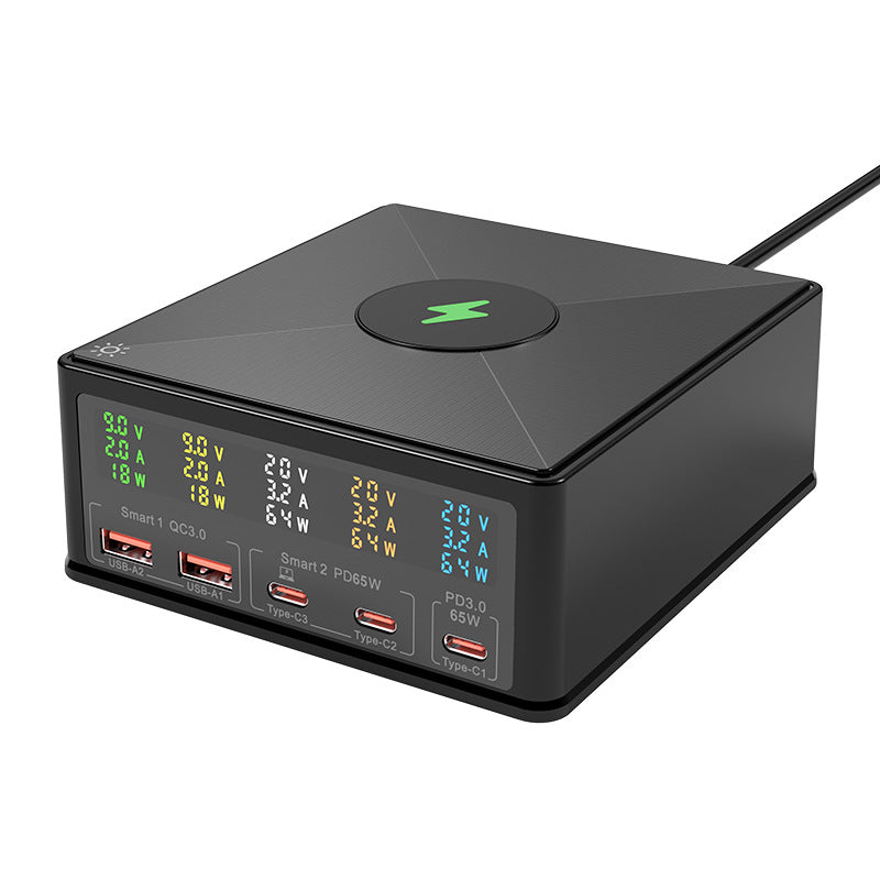 868H USB Charger Station Multi Port Desktop PD 160W Fast Charging Hub Wall Block with LCD Display