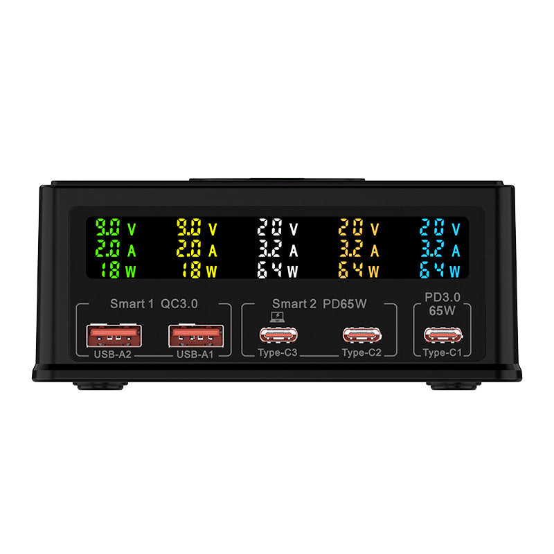 868H USB Charger Station Multi Port Desktop PD 160W Fast Charging Hub Wall Block with LCD Display