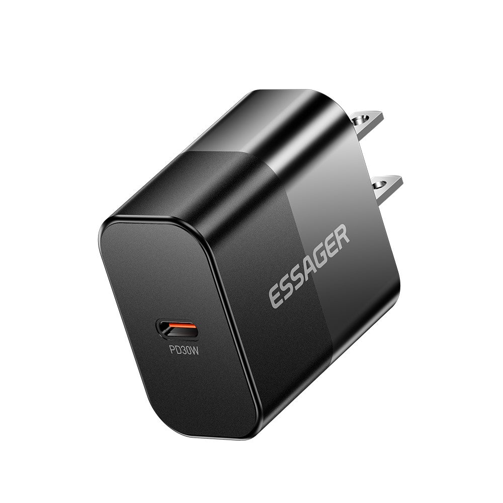 ESSAGER ABS PD 30W Vægoplader USB-C Hurtigopladning Mobiltelefonadapter Sikker Effektiv Oplader