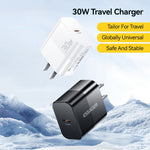 ESSAGER ABS PD 30W Vægoplader USB-C Hurtigopladning Mobiltelefonadapter Sikker Effektiv Oplader