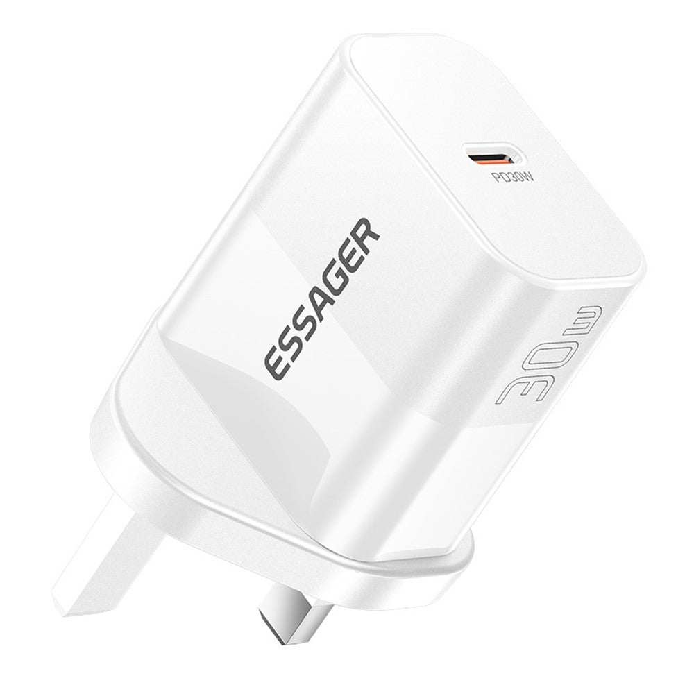 ESSAGER ABS PD 30W Vægoplader USB-C Hurtigopladning Mobiltelefonadapter Sikker Effektiv Oplader