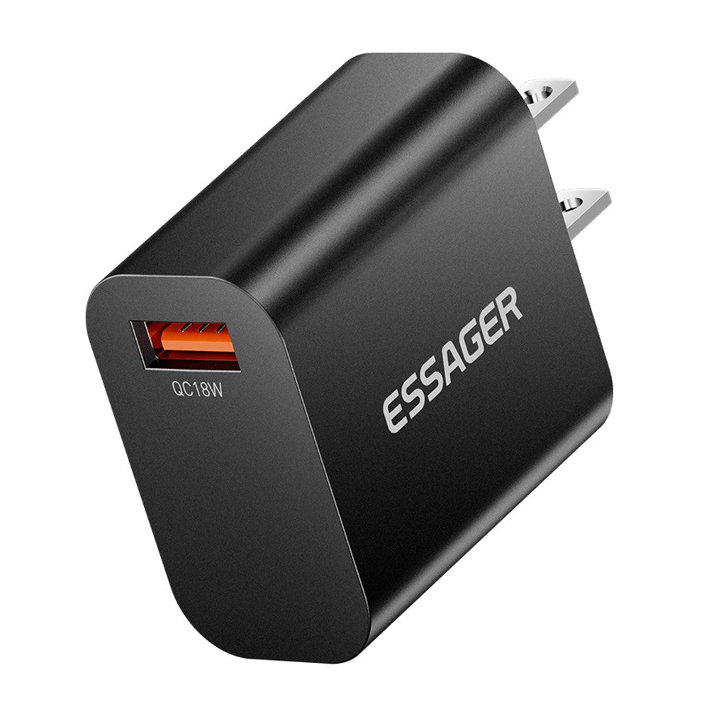 ESSAGER Max 18W USB-vægoplader til hurtigopladning Rejsestrømadapter