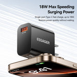 ESSAGER Max 18W USB-vægoplader til hurtigopladning Rejsestrømadapter
