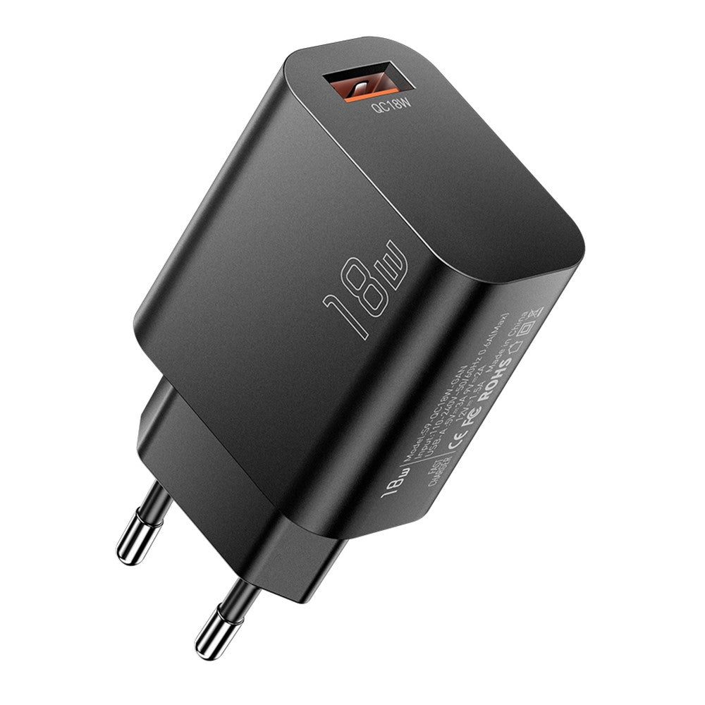 ESSAGER Max 18W USB-vægoplader til hurtigopladning Rejsestrømadapter