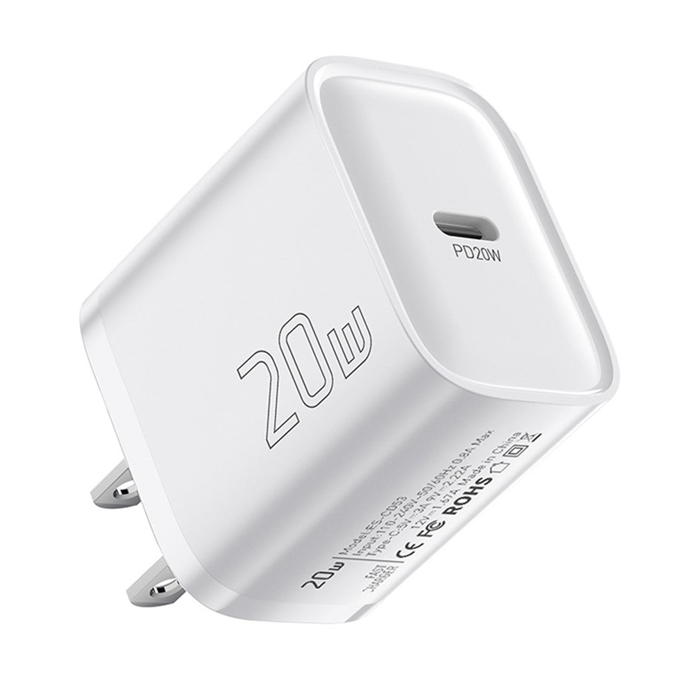 ESSAGER Max 20W USB-C Hurtigoplader PRO Chip Teknologi Strømadapter Mini Rejseopladerstik