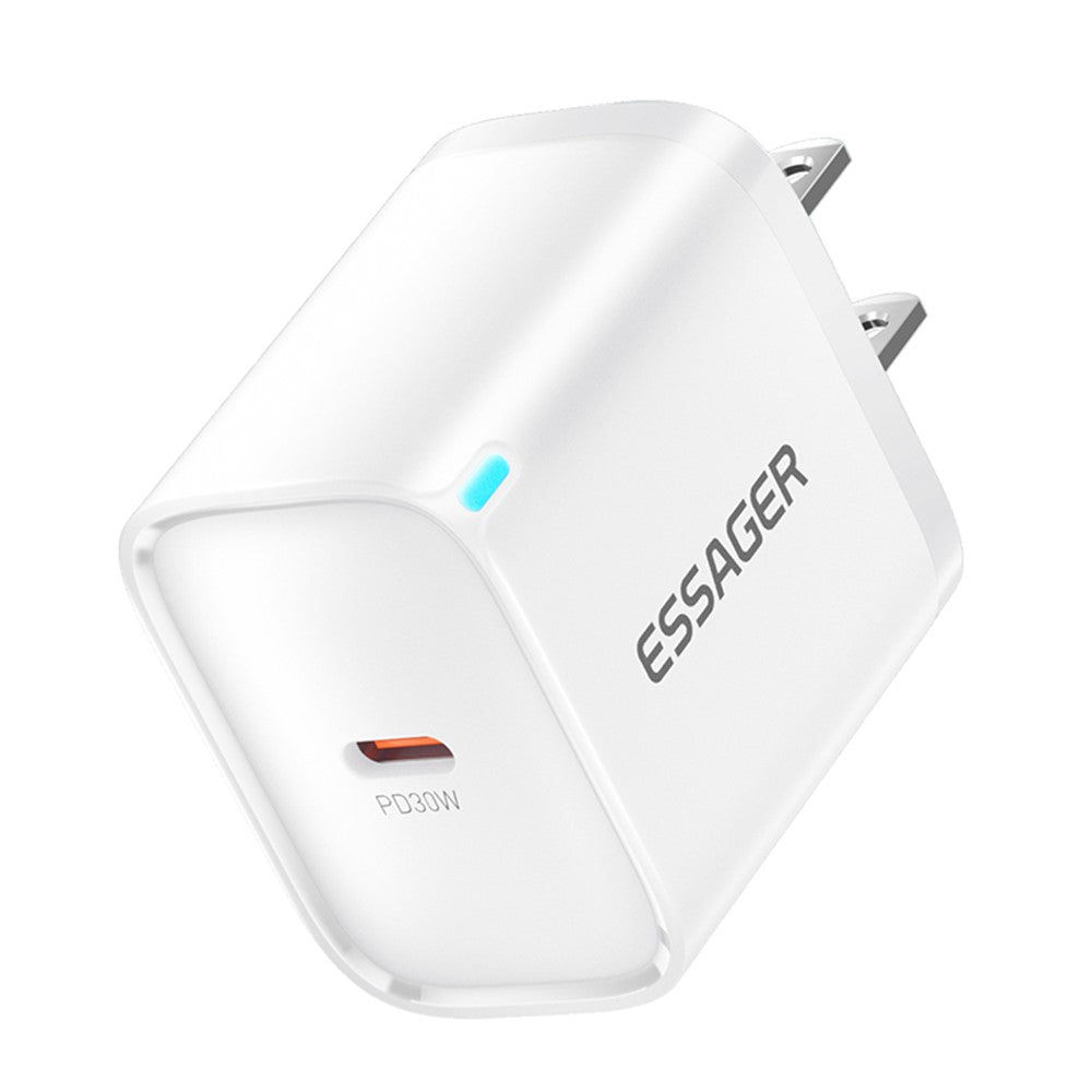 ESSAGER Max 30W USB-C Hurtigoplader PRO Chip Teknologi Strømadapter Mini Rejseopladningsstik