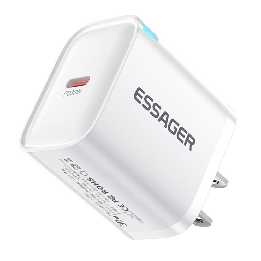ESSAGER Max 30W USB-C Fast Charger PRO Chip Technology Power Adapter Mini Travel Charging Plug