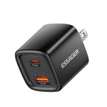 ESSAGER Max 20W Rejseoplader Dobbeltport USB A + Type C Hurtigopladning Smart Temperaturkontrol