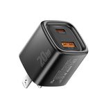 ESSAGER Max 20W Rejseoplader Dobbeltport USB A + Type C Hurtigopladning Smart Temperaturkontrol