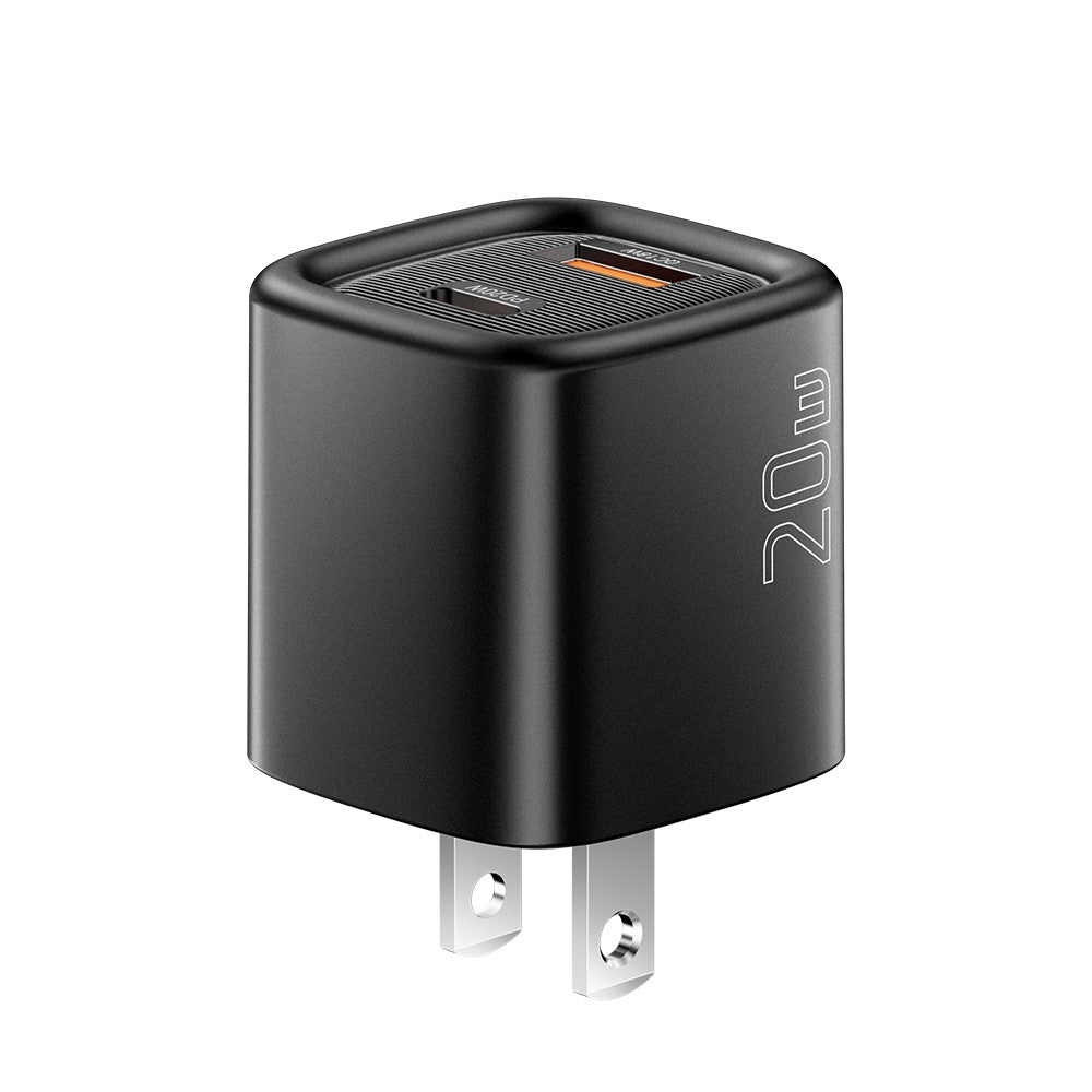 ESSAGER Max 20W Rejseoplader Dobbeltport USB A + Type C Hurtigopladning Smart Temperaturkontrol