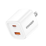 ESSAGER Max 20W Rejseoplader Dobbeltport USB A + Type C Hurtigopladning Smart Temperaturkontrol