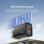 ESSAGER Max 45W USB-A Fast Charger Smart Temperature Control Power Wall Charger Adapter Portable