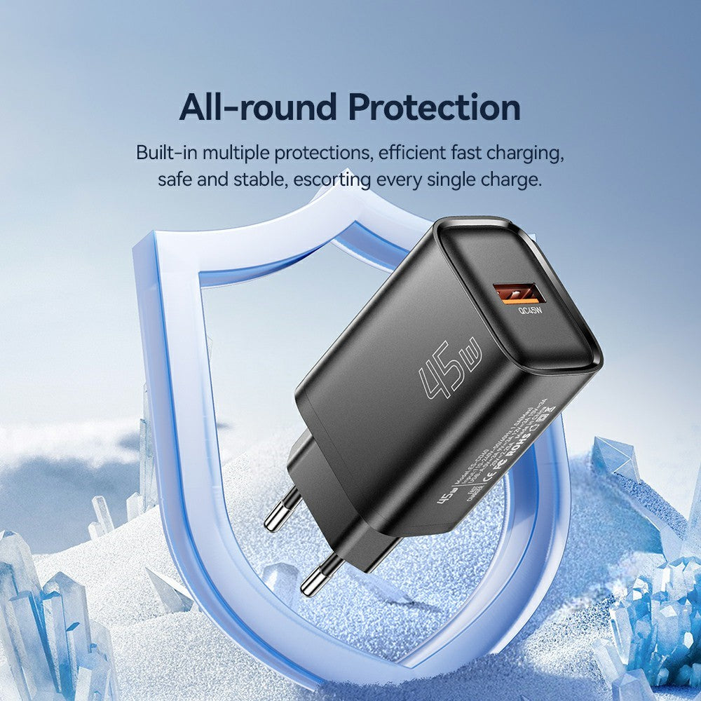 ESSAGER Max 45W USB-A Fast Charger Smart Temperature Control Power Wall Charger Adapter Portable