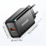 ESSAGER Max 45W USB-A Fast Charger Smart Temperature Control Power Wall Charger Adapter Portable