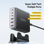 ESSAGER 85W GaN Desktoplader 3 Type-C + 3 USB-A Strømadapter til hurtigopladning af flere enheder