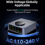 WLX-F2 260W QC4.0 GaN stationär snabbladdare 140W PD3.1 trådlös laddningsstation med digital display för bärbar dator och surfplatta