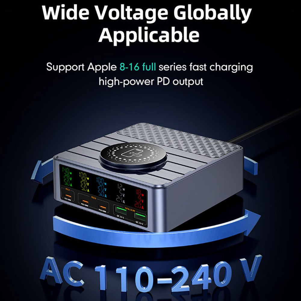 WLX-F2 260W QC4.0 GaN stationär snabbladdare 140W PD3.1 trådlös laddningsstation med digital display för bärbar dator och surfplatta