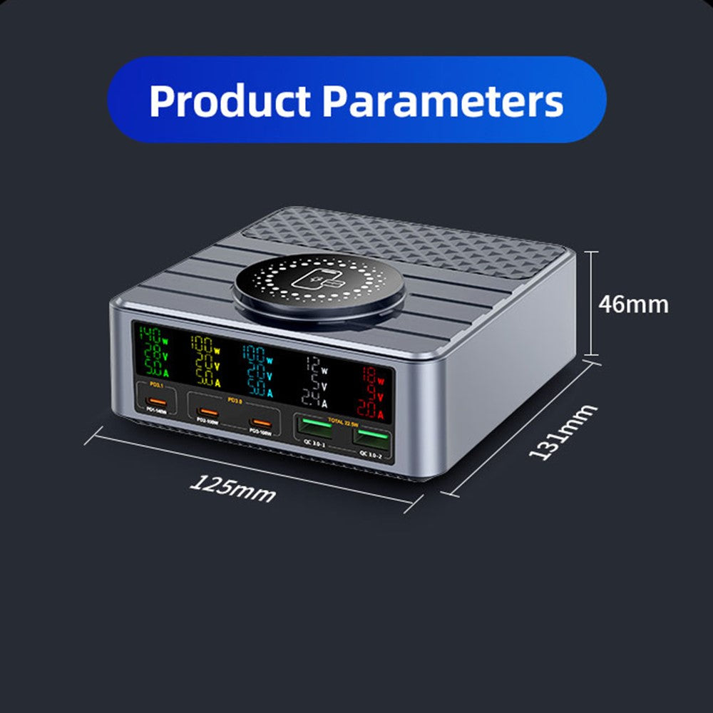 WLX-F2 260W QC4.0 GaN stationär snabbladdare 140W PD3.1 trådlös laddningsstation med digital display för bärbar dator och surfplatta