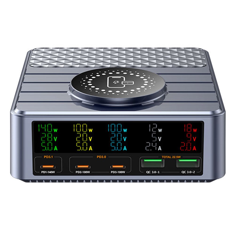 WLX-F2 260W QC4.0 GaN stationär snabbladdare 140W PD3.1 trådlös laddningsstation med digital display för bärbar dator och surfplatta