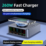 WLX-F2 260W QC4.0 GaN stationär snabbladdare 140W PD3.1 trådlös laddningsstation med digital display för bärbar dator och surfplatta