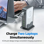 WLX-F8B 200W stationär laddningsstation med bas, 8-portars GaN USB-C PD 100W snabbladdaradapter för bärbara datorer/surfplattor/mobiler