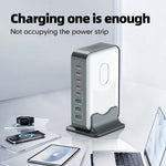 WLX-F8B 200W stationär laddningsstation med bas, 8-portars GaN USB-C PD 100W snabbladdaradapter för bärbara datorer/surfplattor/mobiler