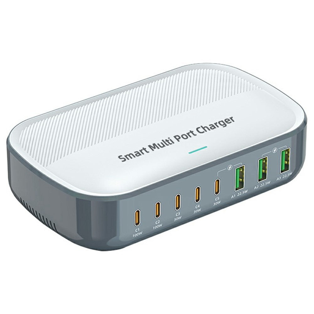 WLX-F8C 200W stationär laddningsstation 8-portars GaN USB-C PD 100W laddningsadapter för bärbara datorer/surfplattor/mobiler snabbladdningshub