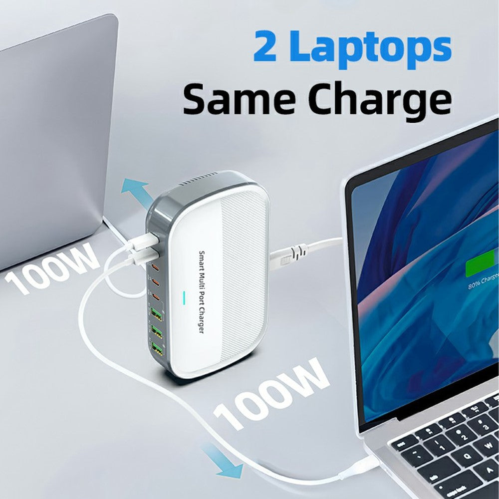 WLX-F8C 200W stationär laddningsstation 8-portars GaN USB-C PD 100W laddningsadapter för bärbara datorer/surfplattor/mobiler snabbladdningshub