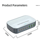 WLX-F8C 200W stationär laddningsstation 8-portars GaN USB-C PD 100W laddningsadapter för bärbara datorer/surfplattor/mobiler snabbladdningshub