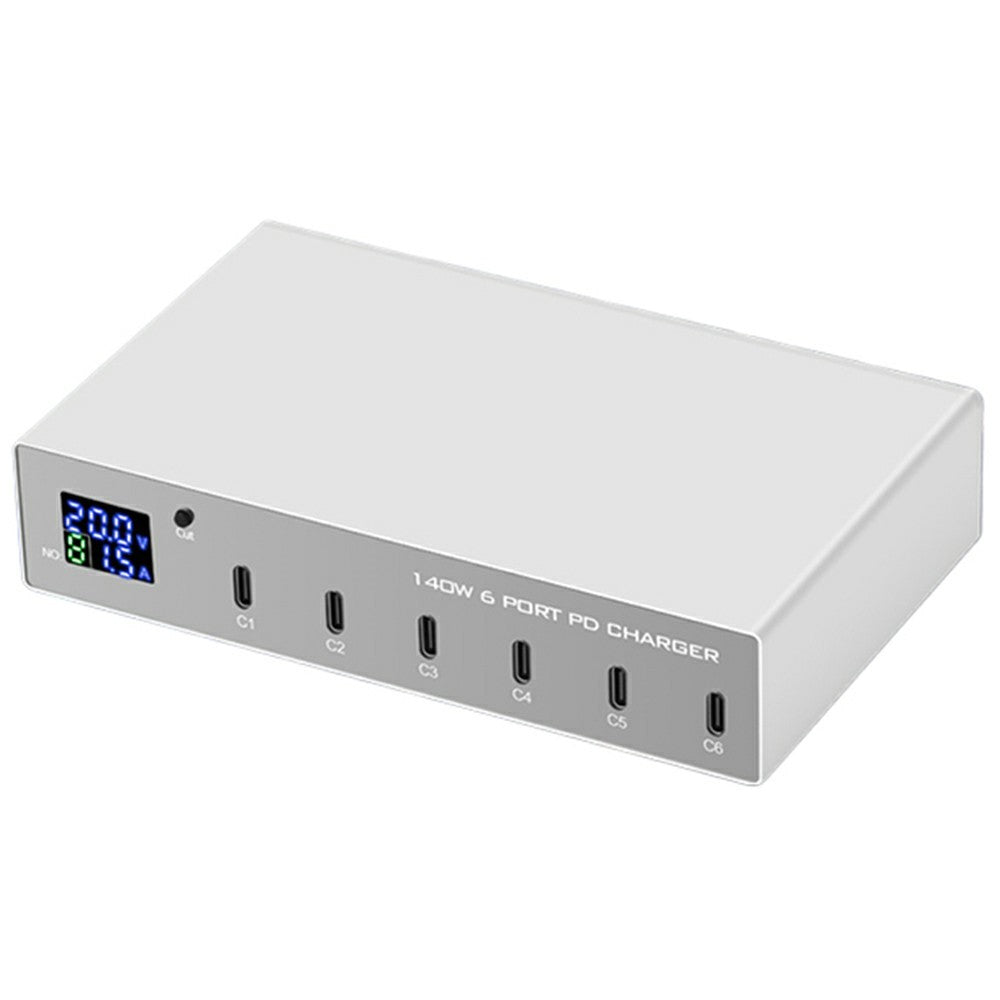 WLX-X6P 140W Desktop Charging Station 6 Ports GaN USB C PD 30W Fast Charger for Laptop / Smartphone / Tablet