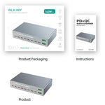 WLX-X6Y 140W Desktop Opladningsstation USB C + USB A 10 porte PD 100W GaN Hurtigopladningshub