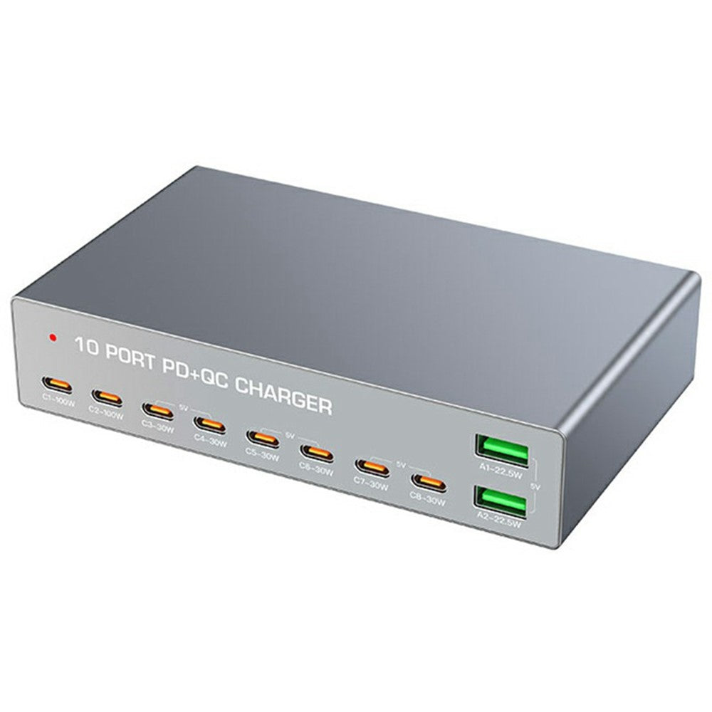 WLX-X6Y 140W Desktop Opladningsstation USB C + USB A 10 porte PD 100W GaN Hurtigopladningshub