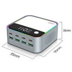WLX-M8 120W Skrivebordsladestation 8 Porte GaN USB C PD 100W Hurtig Oplader Adapter