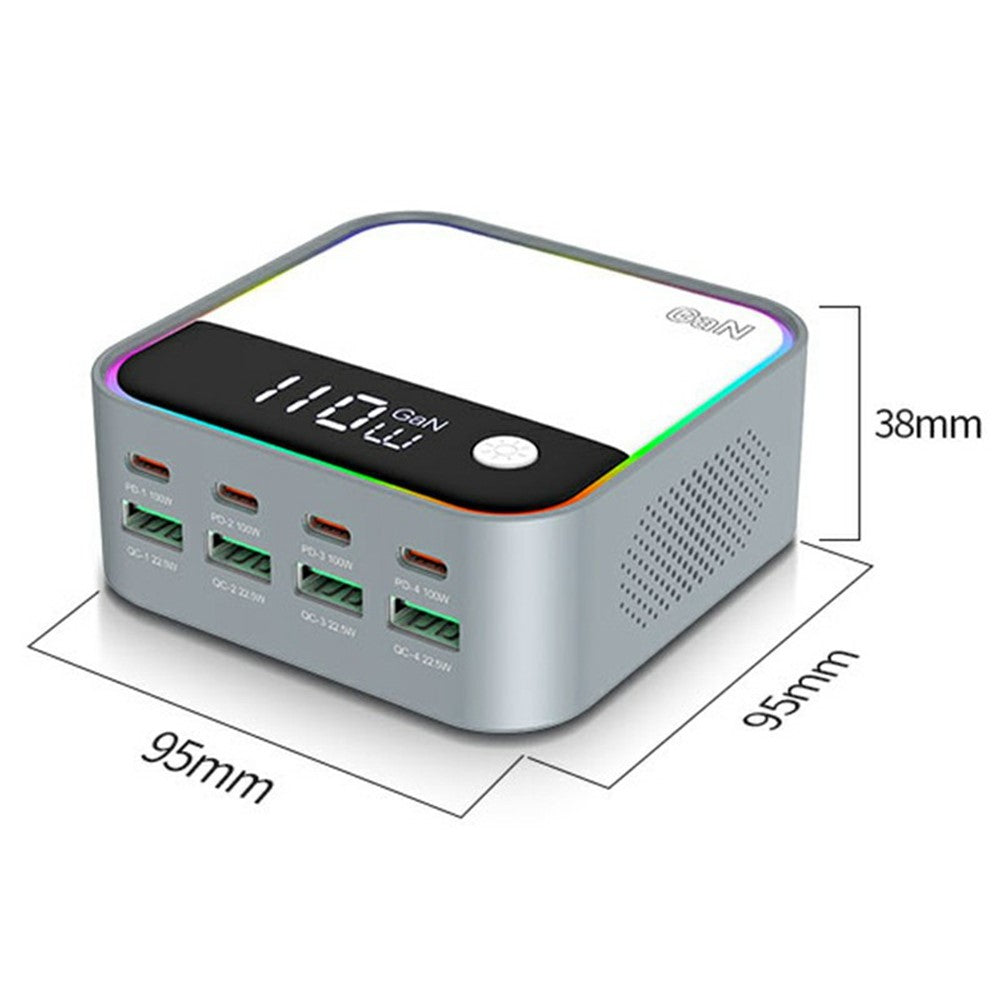 WLX-M8 120W Skrivebordsladestation 8 Porte GaN USB C PD 100W Hurtig Oplader Adapter