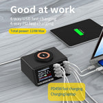 WLX-X9M 9-i-1 110W opladningsstation til skrivebord 45W PD QC USB Type C smart strømadapter med trådløs oplader