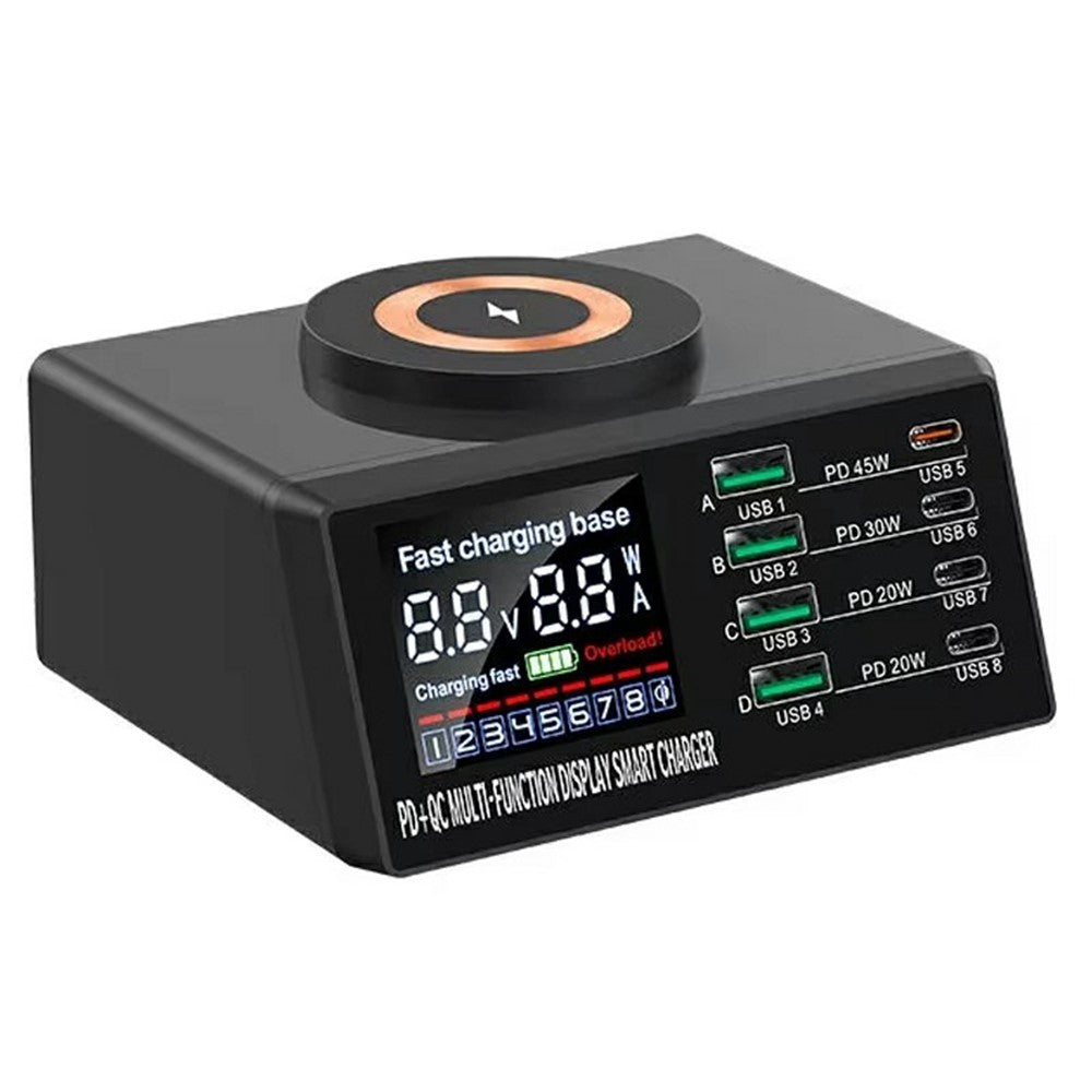 WLX-X9M 9-i-1 110W opladningsstation til skrivebord 45W PD QC USB Type C smart strømadapter med trådløs oplader