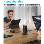 380W Digitalt Display GaN Skrivebordsladestation Type-C + USB-A 8 Porte Hurtiglader