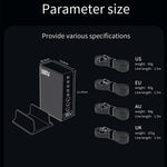 380W Digitalt Display GaN Skrivebordsladestation Type-C + USB-A 8 Porte Hurtiglader