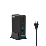 380W Digitalt Display GaN Skrivebordsladestation Type-C + USB-A 8 Porte Hurtiglader