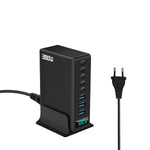 380W Digitalt Display GaN Skrivebordsladestation Type-C + USB-A 8 Porte Hurtiglader