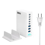 380W Digitalt Display GaN Skrivebordsladestation Type-C + USB-A 8 Porte Hurtiglader
