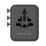 MOMAX UA27 1-World 2 Dubbel AC Mini GaN Global Adapter 35W Multiport Väggladdare Block Laddstation för Resor