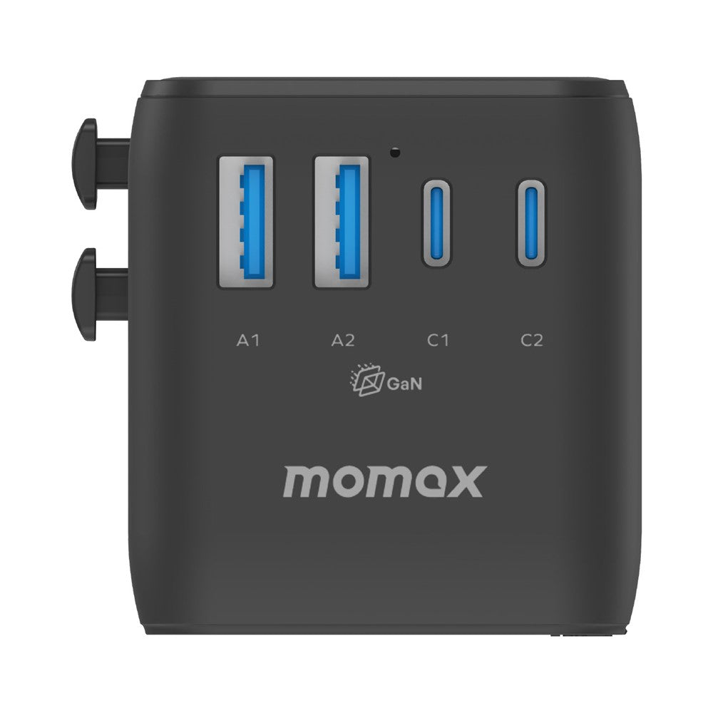 MOMAX UA27 1-World 2 Dubbel AC Mini GaN Global Adapter 35W Multiport Väggladdare Block Laddstation för Resor