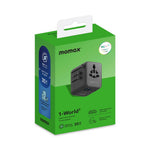 MOMAX UA27 1-World 2 Dubbel AC Mini GaN Global Adapter 35W Multiport Väggladdare Block Laddstation för Resor