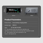 WLX-60D 5-Port GaN Charging Station 100W Max USB-A + 4 Type-C Desktop Charger with LCD Smart Display