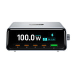 WLX-60D 5-Port GaN Charging Station 100W Max USB-A + 4 Type-C Desktop Charger with LCD Smart Display