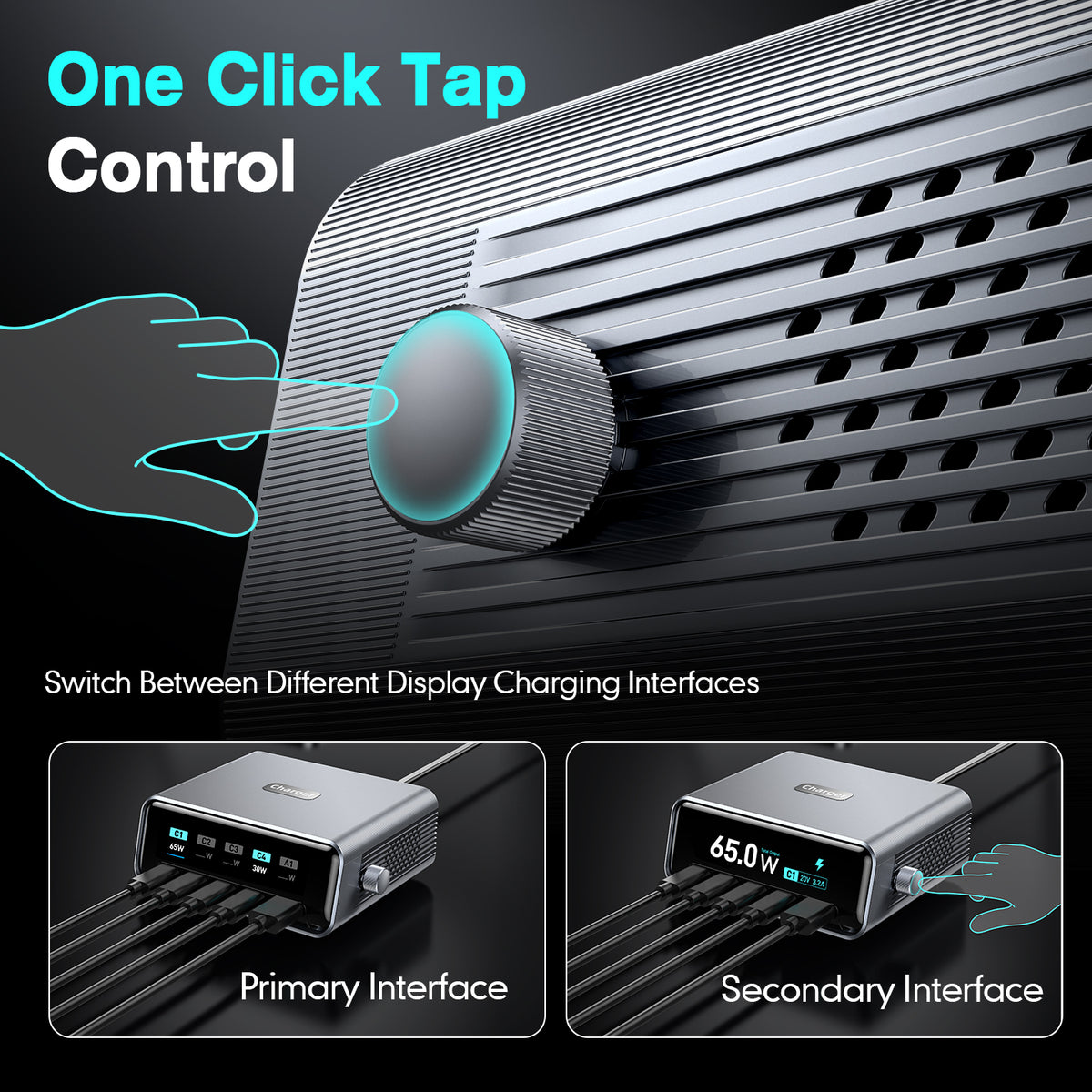 WLX-60D 5-Port GaN Charging Station 100W Max USB-A + 4 Type-C Desktop Charger with LCD Smart Display