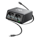 WLX-60E 210W GaN Desktop Oplader USB-A + 3 Type-C Strømforsyning med 70 cm Udtrækkeligt Kabel