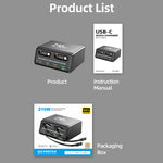 WLX-60E 210W GaN Desktop Oplader USB-A + 3 Type-C Strømforsyning med 70 cm Udtrækkeligt Kabel